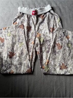 Women’s Camouflage Leaf Print Lounge Pants - Gray with Brown & Green Accents